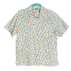 Vintage Cabin Creek Womens Button Down Camp Shirt Small‎ Sunflower Floral Boho